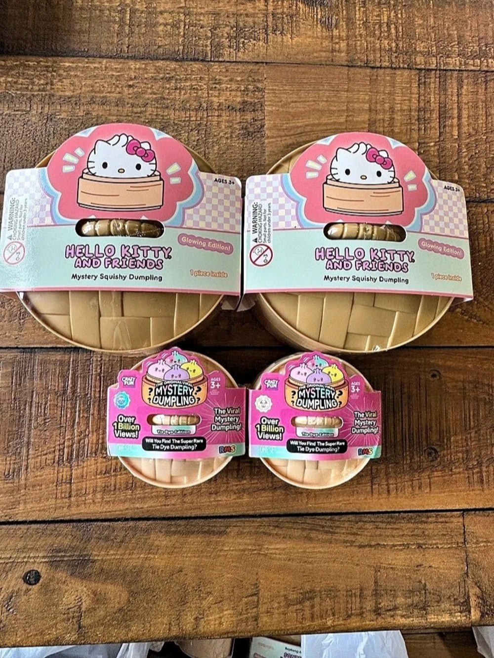 4 Sealed RMS mystery dumplings hello kitty & NEW mini tie dye edition